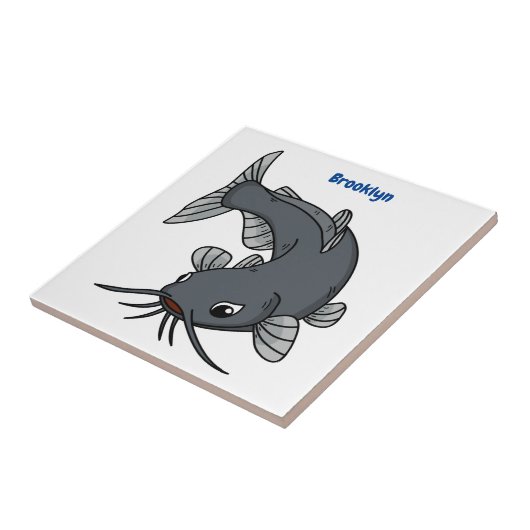 Cute catfish cartoon illustration tegeltje (Zijkant)