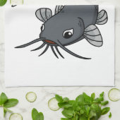 Cute catfish cartoon illustration theedoek (Gevouwen)