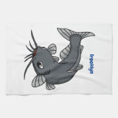 Cute catfish cartoon illustration theedoek (Horizontaal)