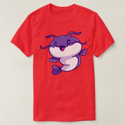 Cute Catfish Cartoon T-shirt (Design voorkant)