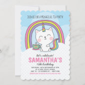 Cute Caticorn Cat Unicorn Tea Party Kaart (Voorkant)