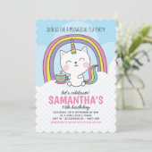 Cute Caticorn Cat Unicorn Tea Party Kaart (Staand voorkant)