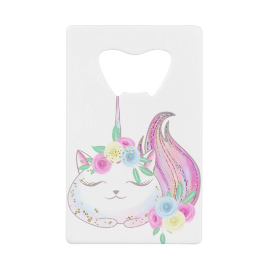 Cute Caticorn Creditkaart Flessenopener (Voorkant)