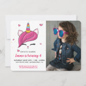 Cute Caticorn Face | Foto uitnodiging op zaterdag (Voorkant)