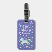 Cute Caticorn | Ik geloof niet | Periwinkle Bagagelabel (Voorkant verticaal)
