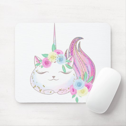 Cute Caticorn Muismat (Met muis)