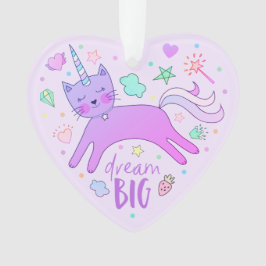 Cute Caticorn | Paars | Gepersonaliseerd Ornament