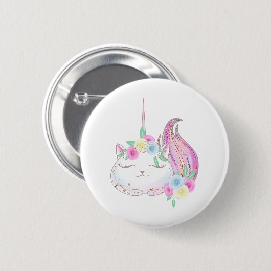 Cute Caticorn Ronde Button 5,7 Cm (Voorkant /achterkant)