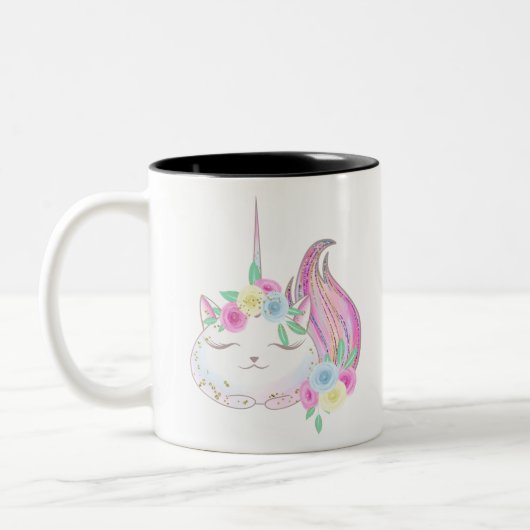 Cute Caticorn Tweekleurige Koffiemok (Links)