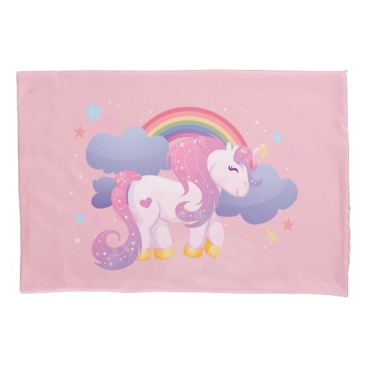 Cute cating Unicorn Pillowcase Kussensloop (Voorkant)