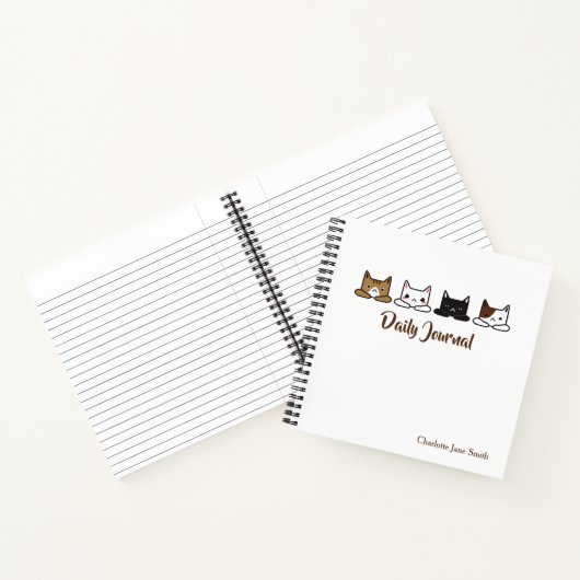 Cute "Cats all in a Row" Notitieboek (Binnen)