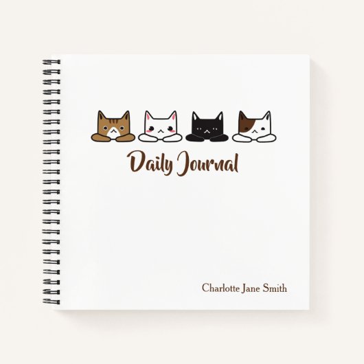 Cute "Cats all in a Row" Notitieboek (Voorkant)