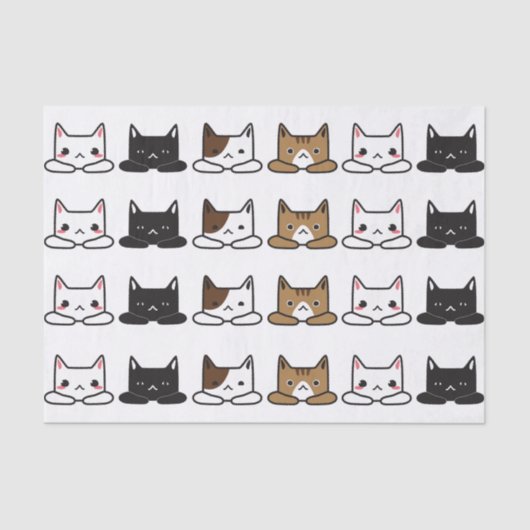 Cute "Cats all in a Row" Tissuepapier (Voorkant)