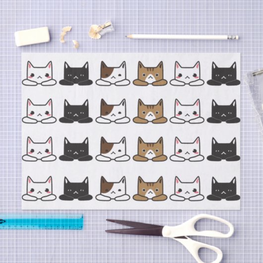 Cute "Cats all in a Row" Tissuepapier (Craft)