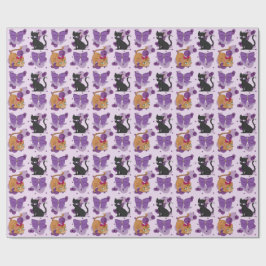 Cute Cats and Bows Pattern Cadeaupapier