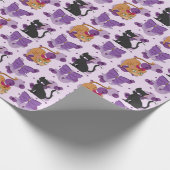 Cute Cats and Bows Pattern Cadeaupapier (Hoek)