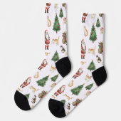 Cute Cats and Christmas Trees Pattern Socks  Sokken (Links)