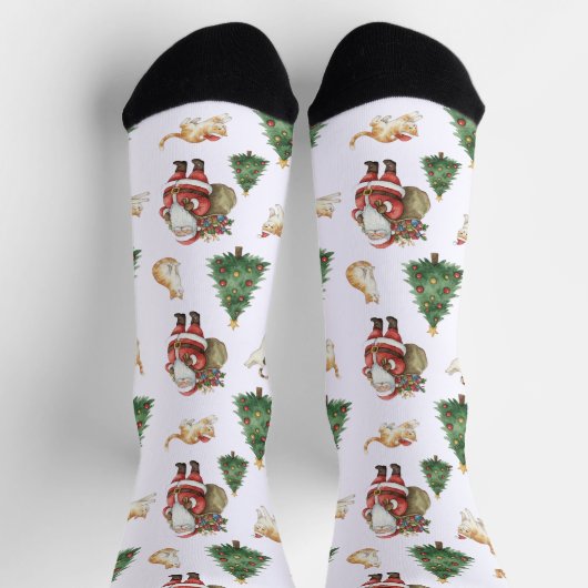 Cute Cats and Christmas Trees Pattern Socks  Sokken (Top)
