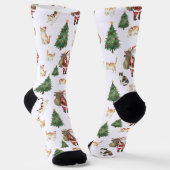 Cute Cats and Christmas Trees Pattern Socks  Sokken (Gebogen)