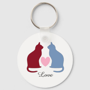 Cute Cats and Heart Love Sleutelhanger