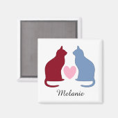 Cute Cats and Heart Personalized Magneet (Voorkant / Achterkant)
