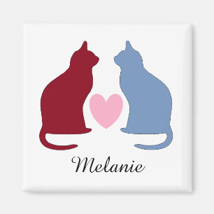 Cute Cats and Heart Personalized Magneet