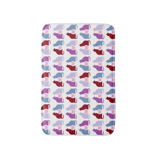 Cute Cats and Hearts Pattern Badmat (Voorkant Verticaal)