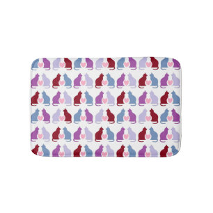 Cute Cats and Hearts Pattern Badmat