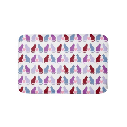 Cute Cats and Hearts Pattern Badmat (Voorkant)