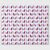 Cute Cats and Hearts Pattern Cadeaupapier (Vlak)