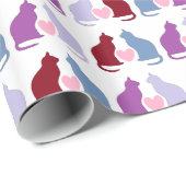 Cute Cats and Hearts Pattern Cadeaupapier (Rol Hoek)