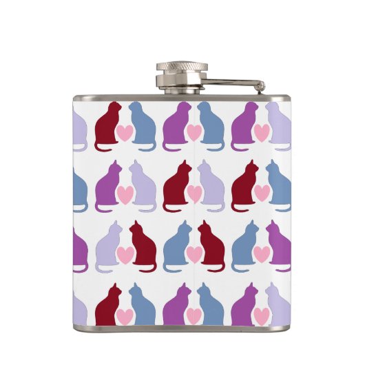 Cute Cats and Hearts Pattern Heupfles (Achterkant)