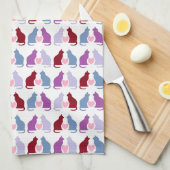 Cute Cats and Hearts Pattern Theedoek (Quarter Fold)