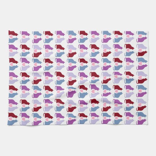 Cute Cats and Hearts Pattern Theedoek (Horizontaal)