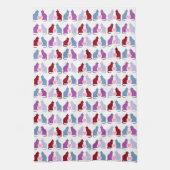Cute Cats and Hearts Pattern Theedoek (Verticaal)