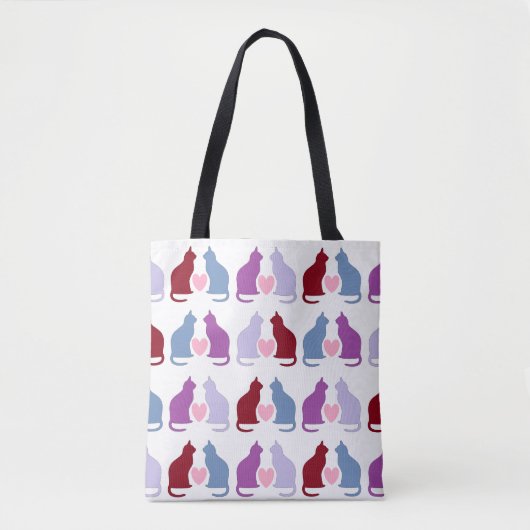 Cute Cats and Hearts Pattern Tote Bag (Voorkant)