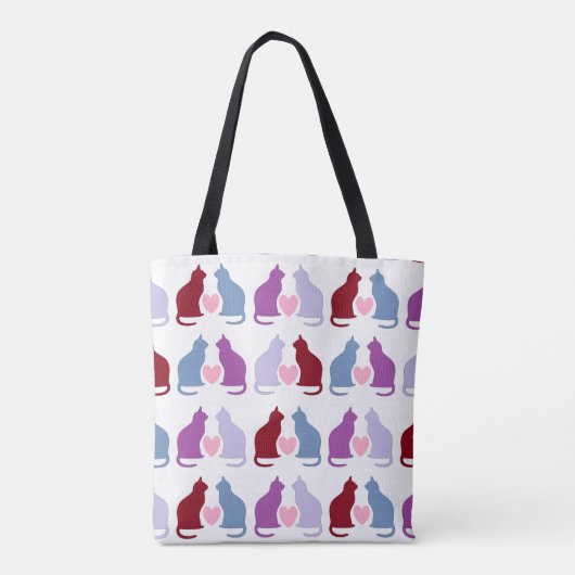 Cute Cats and Hearts Pattern Tote Bag (Achterkant)