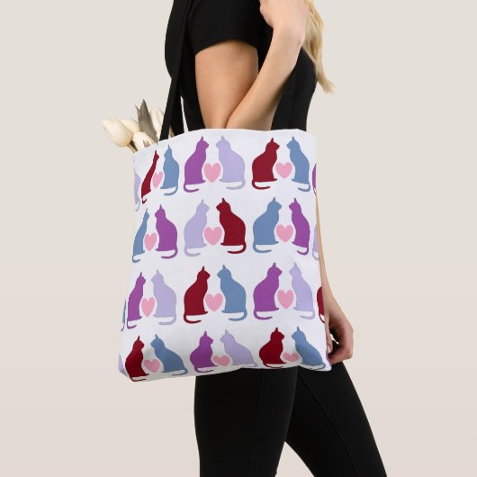Cute Cats and Hearts Pattern Tote Bag (Dichtbij)
