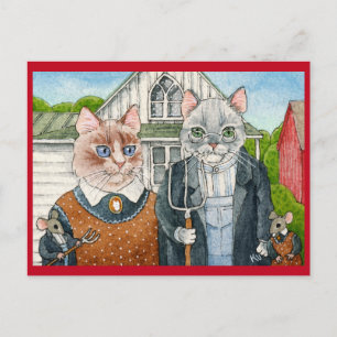 Cute Cats and Mice, Amerikaans Gothic briefkaart