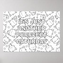 Cute Cats and Polka Dots Large Coloring Poster
