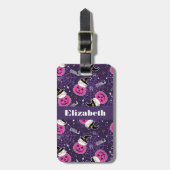 Cute Cats and Pumpkins Halloween Pattern Bagagelabel (Voorkant verticaal)