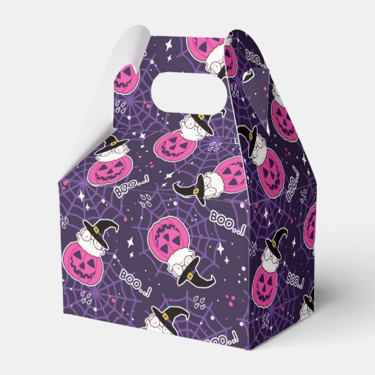 Cute Cats and Pumpkins Halloween Pattern Bedankdoosjes (Achterkant)