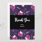 Cute Cats and Pumpkins Halloween Pattern Bedankkaart (Voorkant / Achterkant)