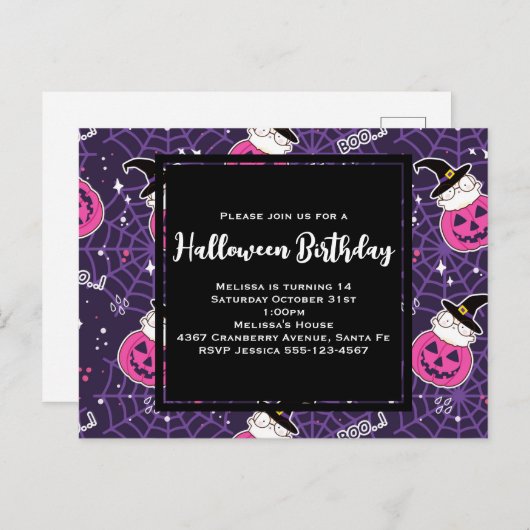 Cute Cats and Pumpkins Halloween Pattern Birthday Briefkaart (Voorkant / Achterkant)