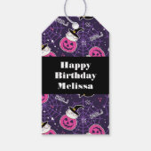 Cute Cats and Pumpkins Halloween Pattern Birthday Cadeaulabel (Voorkant)