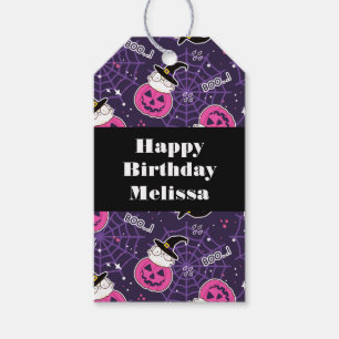 Cute Cats and Pumpkins Halloween Pattern Birthday Cadeaulabel