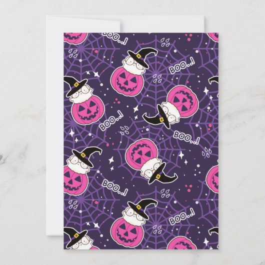 Cute Cats and Pumpkins Halloween Pattern Birthday Kaart (Achterkant)