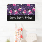 Cute Cats and Pumpkins Halloween Pattern Birthday Spandoek (Insitu)