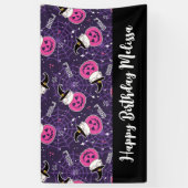 Cute Cats and Pumpkins Halloween Pattern Birthday Spandoek (Verticaal)