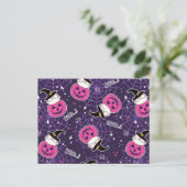 Cute Cats and Pumpkins Halloween Pattern Briefkaart (Staand voorkant)